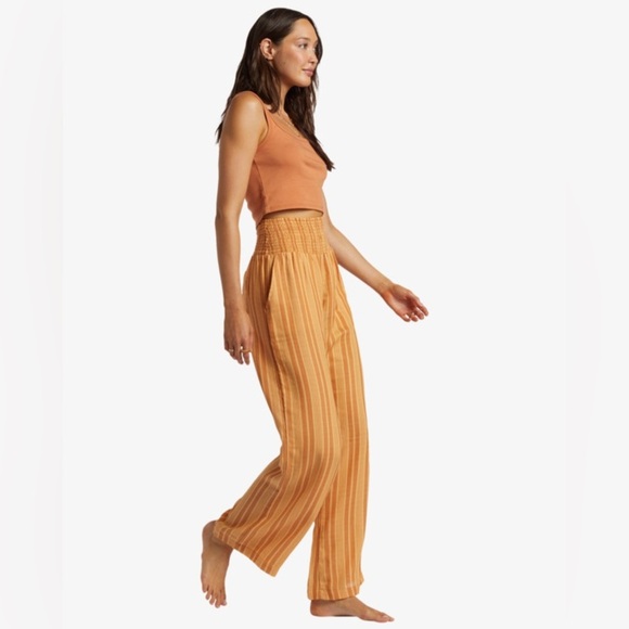 BILLABONG NEW WAVES 2 WIDE LEG PANTS IN PEACHPUNCH - Picture 3 of 7